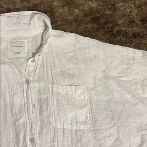 American Eagle Summer Beach Cover up White Button-Up Shirt Size Large